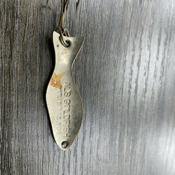 Vintage Fishing Lure Al's Goldfish Metal Spoon 2 inch Red and Gold - Picture 11 of 12